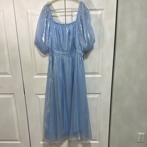 Elegant Blue Sheer Dress
